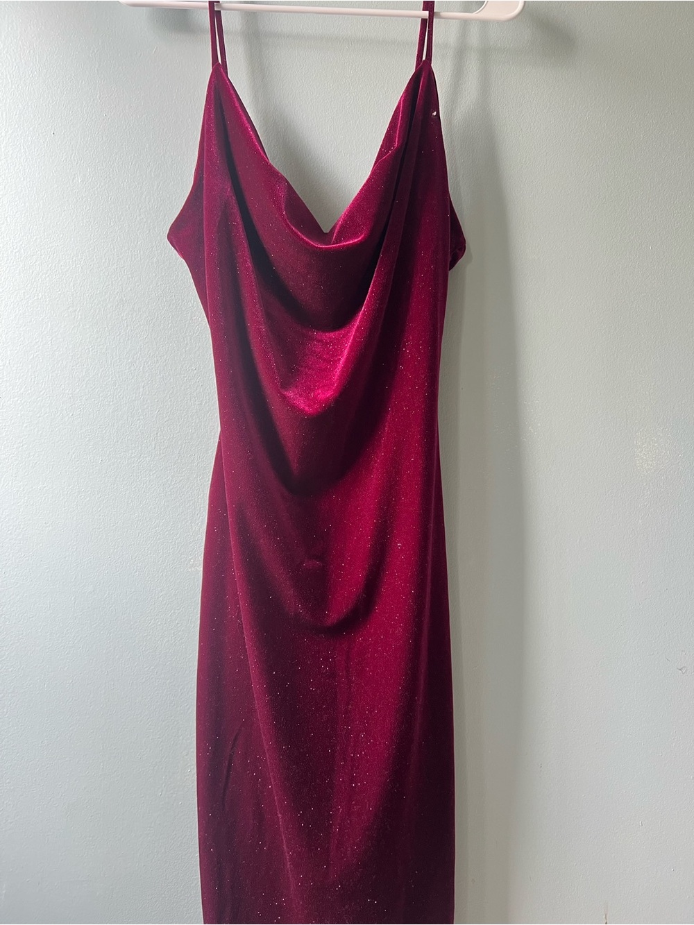 Sparkle Cowl Neck Slip Dress - Burgundy